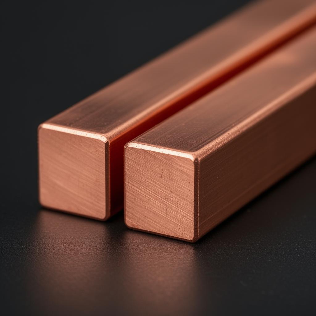 Copper Square Bar Supply cross-section and profile view